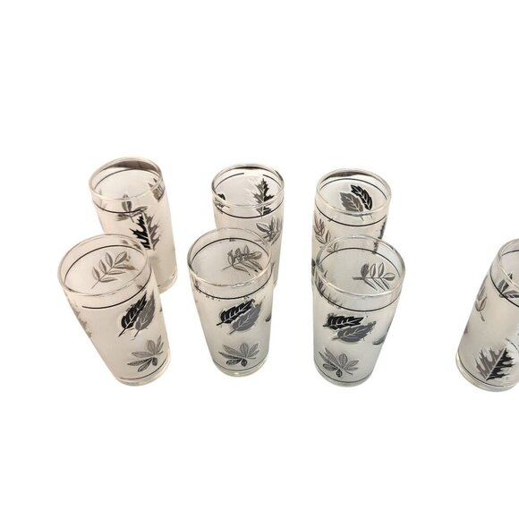 Set Of 4 Vintage Libbey Silver Foliage Juice Glasses 6 Oz Mid-Century Modern Des - Picture 6 of 9